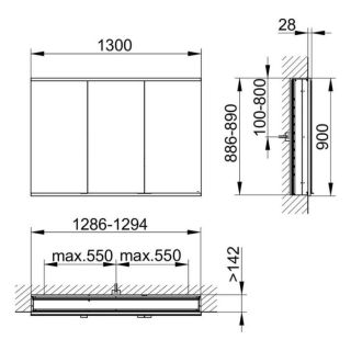 Зеркальный шкаф Keuco Royal Modular 800300131100200 130 см